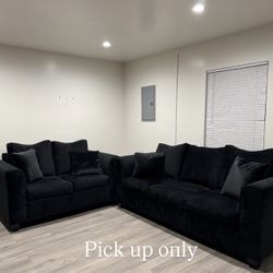 Black Velvet Set Couches Firm On Price 