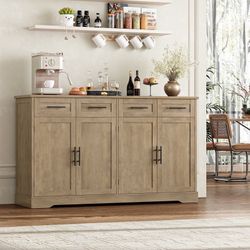 59.3" Wide Buffet Cabinet with Spacious Storage Cabinets, Modern 4-Drawer Sideboard Buffet, Wide Body Dining Room Buffet