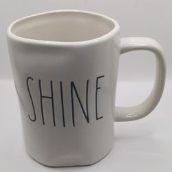 Rae Dunn Artisan Collection by Magenta "Shine" Mug, white, black letters