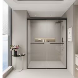 New In Box Dexmalle 56-60 in. W x 72 in. H Double Sliding Shower Door with 6mm Tempered Glass