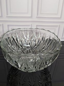 Vintage American Cut Pattern Crystal Glass Punch Bowl