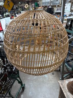 19” Rattan Shade Pendants-Set of 2