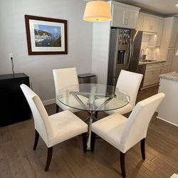 Round West elm Glass Breakfast Table And 4 Chairs For Sale! 