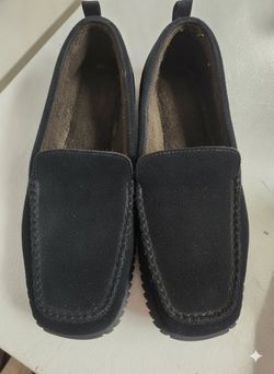 Men's Dearfoam 10 Black  Slippers Leather
