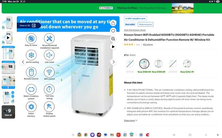 Ktaxon Smart WiFi Enabled 8000BTU Portable Air Conditioner. Brand New.