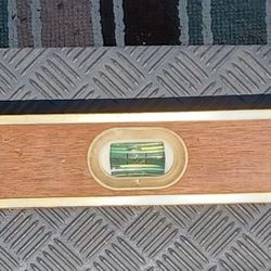 4 ft wood and brass level with case