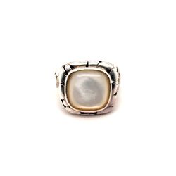Silver 925 Gold Flower White Stone Ring