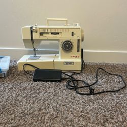 Singer Merrit 2112 Sewing Machine W/ Foot Pedal And Container Of Threading Supplies