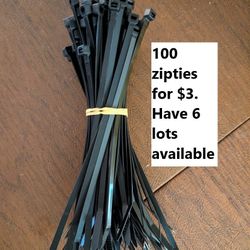 zip cable ties 8" black zipties (lot of 100)