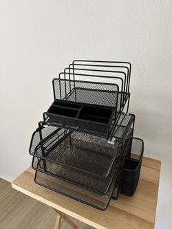 Black Metal Desk File Organizer