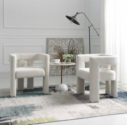 8 Chairs CB2 Dupe 24" Wide Boucle Upholstered Armchair