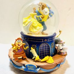 2017 Bradford Exchange Disney Beauty and the Beast Rotating Musical Glitter Globe