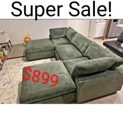 Sage Corduroy Modular Sectional Couch - Limited Time Offer 