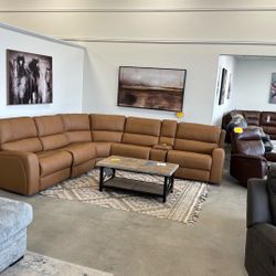 Leather Reclining Sectional 