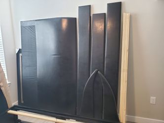 Black Upholstered Headboard with Panels