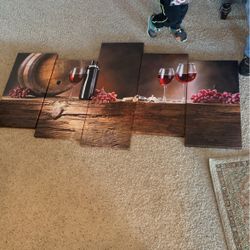 5 Pc Wine Canvas