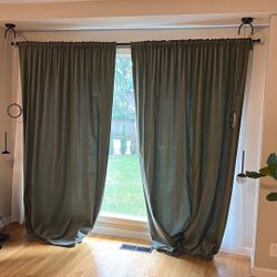 IKEA Green Velvety Curtains 