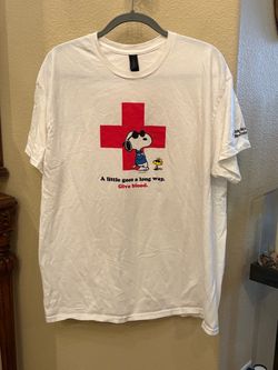 Gildan Snoopy White American Red Cross “Give Blood” T‑Shirt Size XL