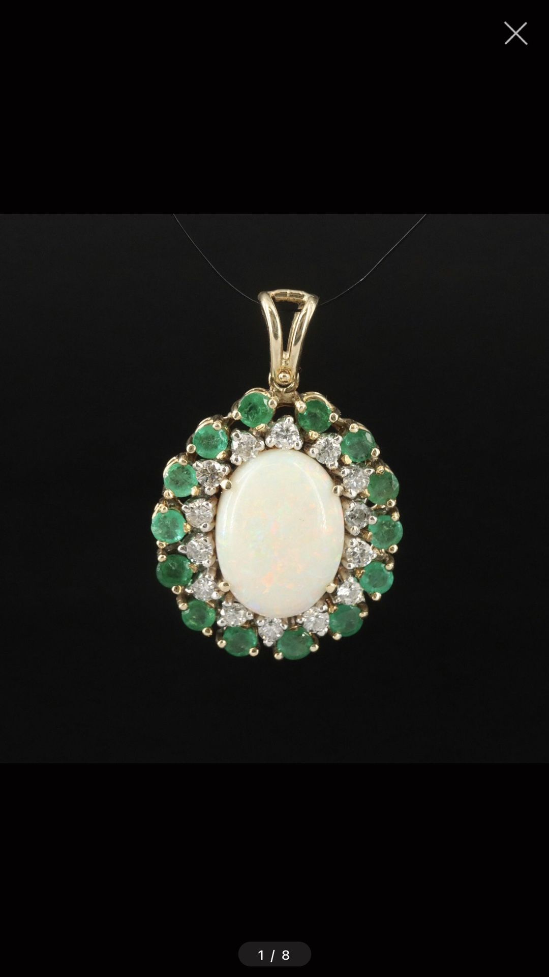 Authentic 14k Gold Opal And Sapphire Pendant Jewelry Necklace