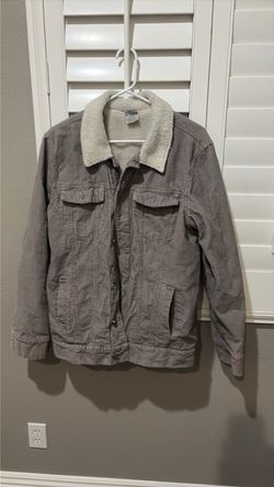 Gray Corduroy Sherpa-Lined Jacket