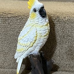 Realistic Detailed Hand Painted White Cockatoo Bird Parrot 10" resin Figure