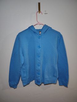 Blue Quilted Button-Up Hoodie