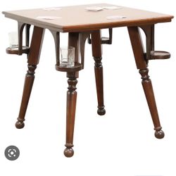 Antique Tavern Pub Table With Drink Holders
