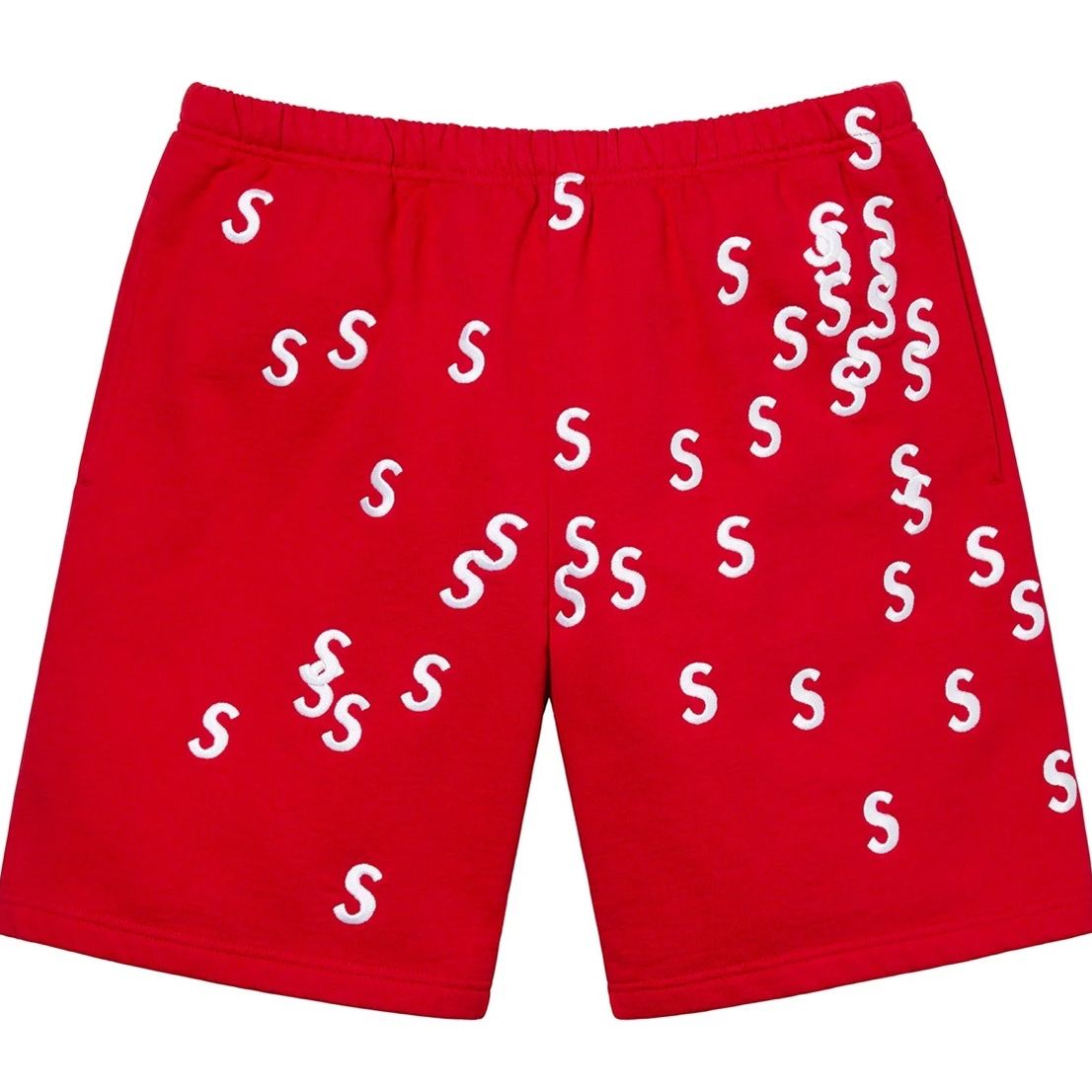 Red Supreme Embroidered S Sweat Shorts 2021 for Sale in Atlanta