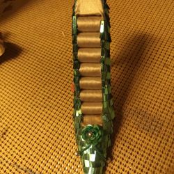 High Heel Shoe Ring Holder. Blue Sequins Sparkly