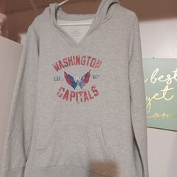 Womens Fanatics NHL Washington Capitals Light Grey Hoodie Size Large New With Tags 
