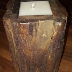 Vintage "Viking" Rugged Wood Log Candle