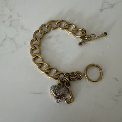 Juicy Couture Heart Charm Bracelet - Gold + Diamond