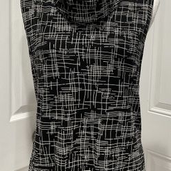 Dress Barn Women’s Black/White Shawl Collar Stretchy Jersey Top, Size L