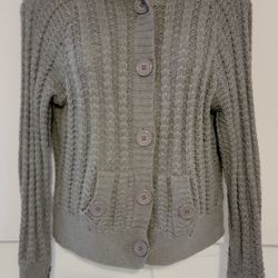 Chadwicks Cotton Gray Hooded Sweater Large Women's Cardigan