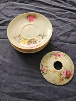 Vintage Floral Porcelain Saucers and Lamp Shade Piece