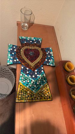 Glass Mosaic Cross Wall Art