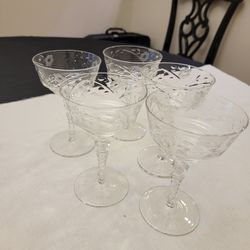 Set of 5 #2006 Libbey Rock Sharpe Marshfield Tall Champagne/Sherbet