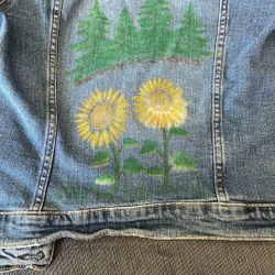 Jean Jacket &Denim Brand. Size 12 With Sunflowers