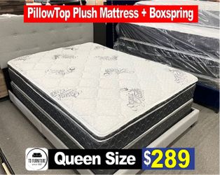 PillowTop Plush Organic Twin Size Mattress + Boxspring Set, Colchones, Cama, Bed
