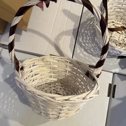 White Baskets with Brown Ribbon