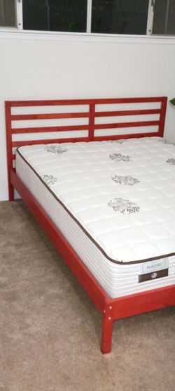 Ikea TARVA Solid Pine Queen Size Bed With New Mattress