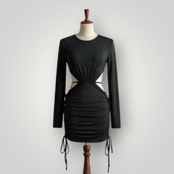 misslola Long Sleeve Cutout Ruched Mini Dress size small