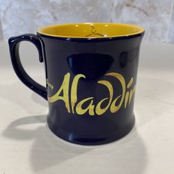 Disney Aladdin Coffee Mug Navy Blue Yellow 