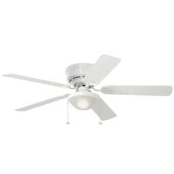 52-in White LED Indoor Flush Mount Ceiling Fan with Light (5-Blade)