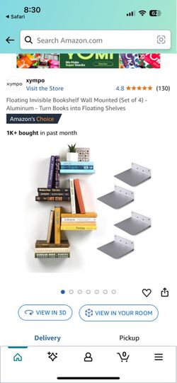 Floating Invisible Wall Bookshelf Set of 4