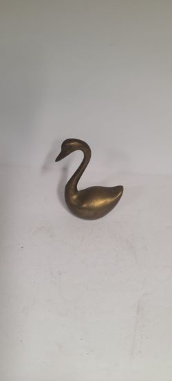 Vintage Small Solid Brass Swan Figurine
