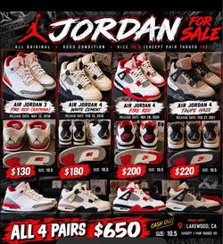 Air Jordan Sneakers Bundle – 4 Pairs Size 10.5