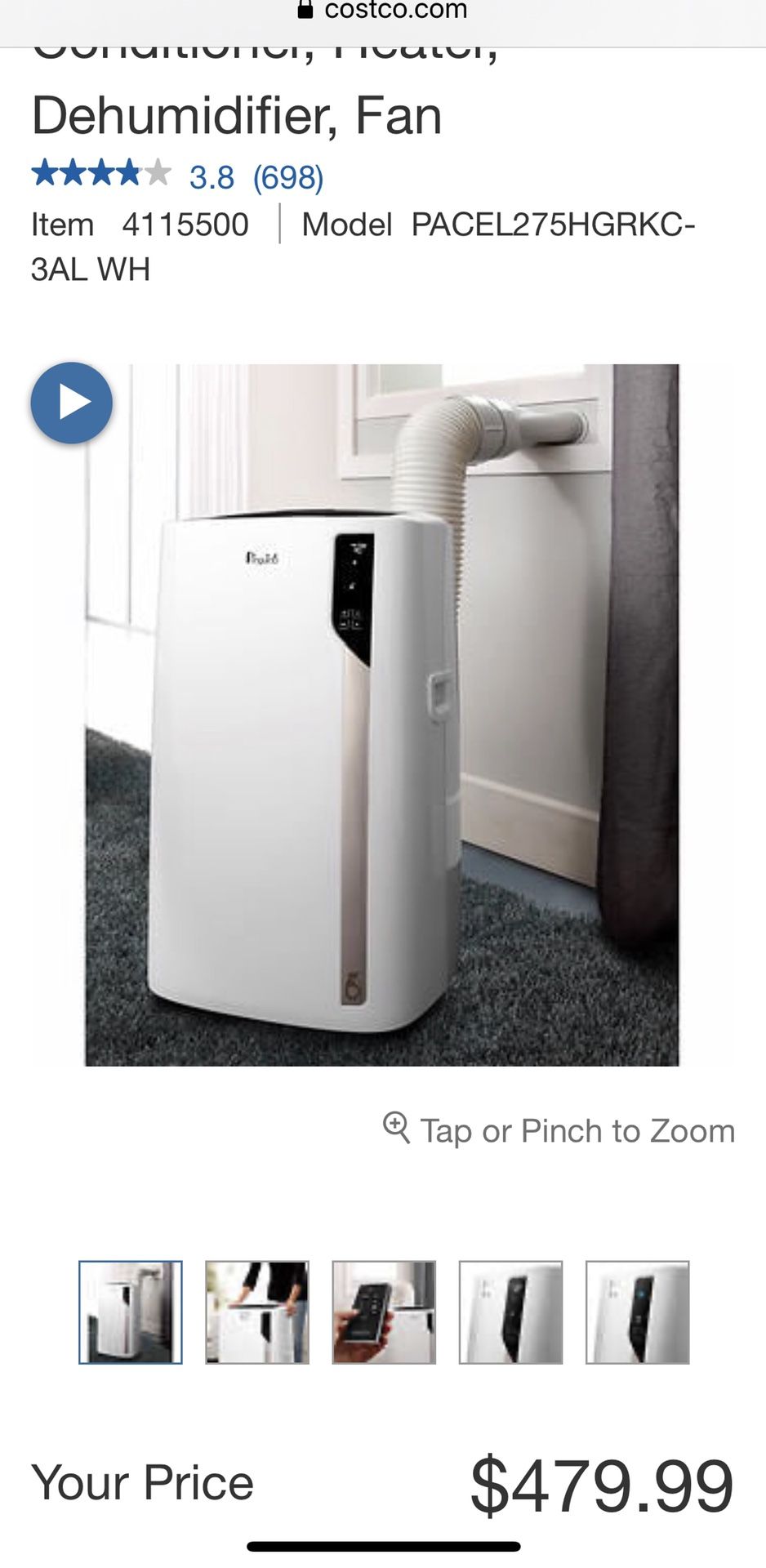 Portable air conditioner (Pinguino DeLonghi from Costco) for Sale in