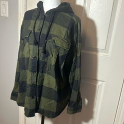 H&amp;M Plaid Button Up hooded Sweater
