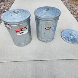 steel trash can 27" tall  - 3 pcs
galvanized steel cans
diameter: 20"
height: 27"
all for $20